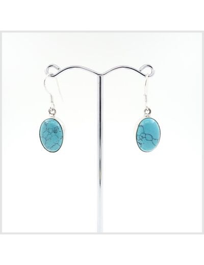 Boucles Turquoise en argent massif