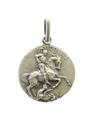 Médaille 18mm en Métal Argenté - ST GEORGES