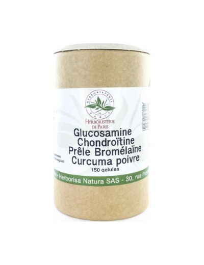 Glucosamine chondroïtine Prêle Bromélaïne Curcuma Poivre 150 Gélules