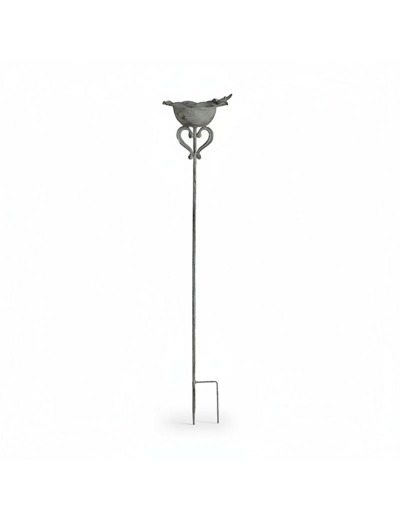 Mangeoire pour oiseaux sur Tige Métal Gris patiné 21x110cm