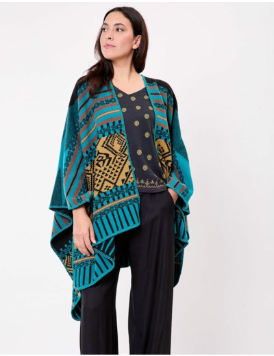 LA FIANCEE PONCHO IMPRIME REVERSIBLE OCEAN WALDO