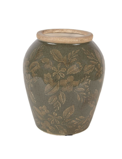 Vase céramique vert brun 13x15x15cm