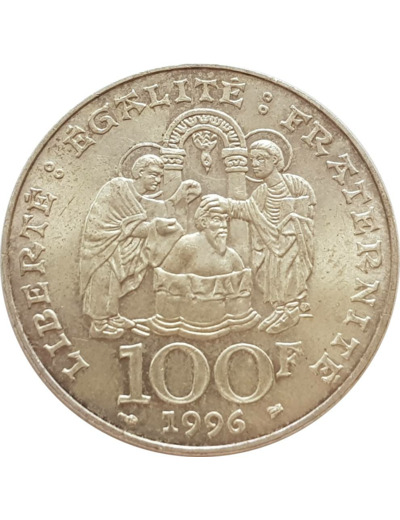 FRANCE 100 FRANCS CLOVIS ARGENT 1996 SUP (G953)