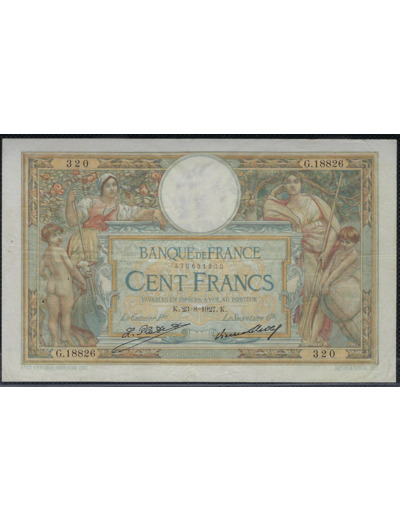 FRANCE 100 FRANCS MERSON sans LOM 23-8-1927 G.18826 TTB (F24/06)