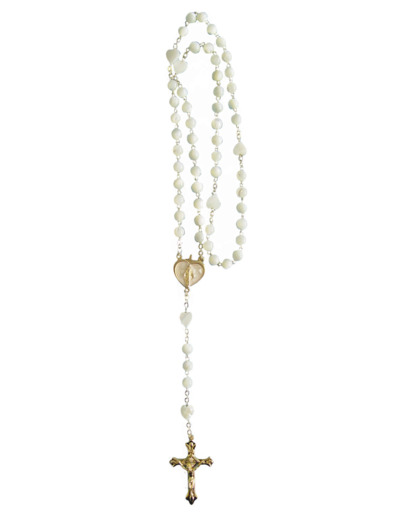 Chapelet Perles en Nacre Sur Chaine Dorée - COEUR MIRACULEUSE