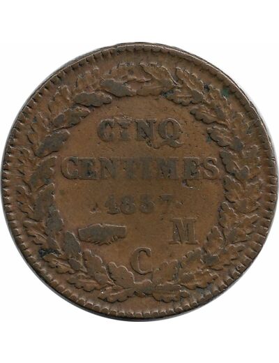 MONACO 5 CENTIMES 1837 MC TB