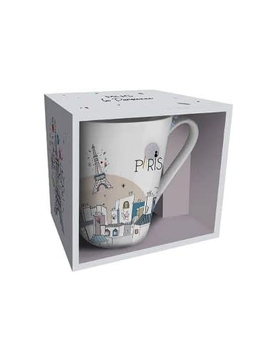 KIUB - MUG Conique 350 ML + Boite LA Parisienne Blanc TOITS DE Paris