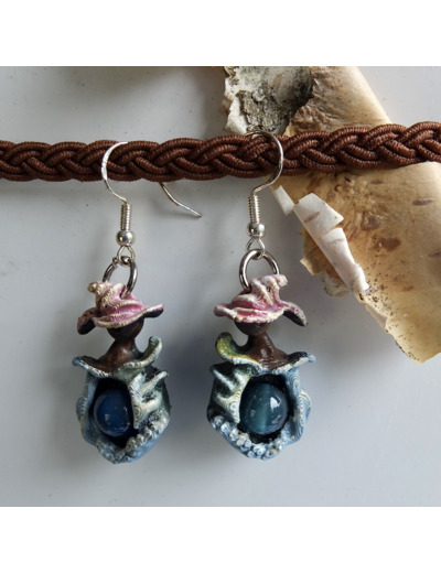 Boucles d'oreilles "Lutin Passion" pierre naturelle Agate