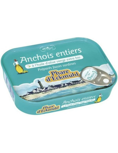 ANCHOIS ENTIERS HUILE OLIVE 115G Phare d Eckmühl