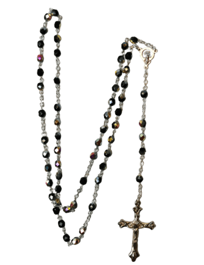 Chapelet Perles en Verre Sur Chaine Argentée - SCARABÉ