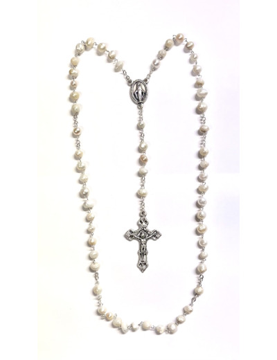 Chapelet PERLE VERITABLE et ARGENT 925-  6mm + BOITE