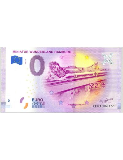 ALLEMAGNE 2020-11 MINIATUR WUNDERLAND HAMBURG BILLET SOUVENIR 0 EURO