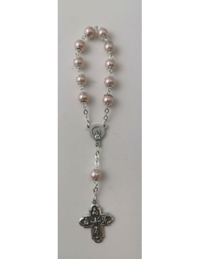Dizainier Perles en Verre sur Chaîne Argentée - ROSE