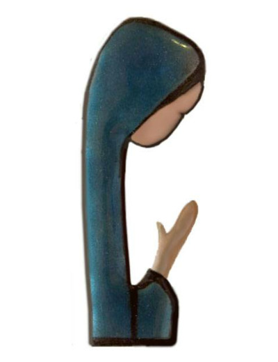 Vierge en prière blanc Plexi, or, et support 4,5cm - EMAUX DU LIBAN