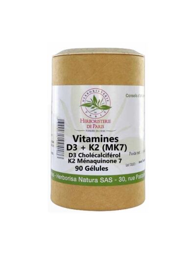 Vitamine D3 2000UI + K2 (MK7) 90 gélules