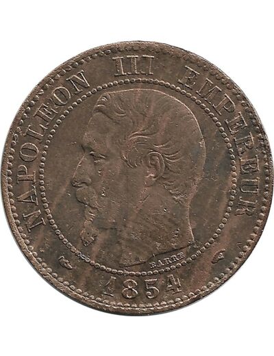 FRANCE 2 CENTIMES NAPOLEON III 1854 A - Etat TTB+