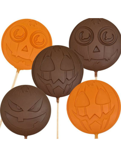 Sucette Emotichoc Halloween Chocolats Lait et Blanc