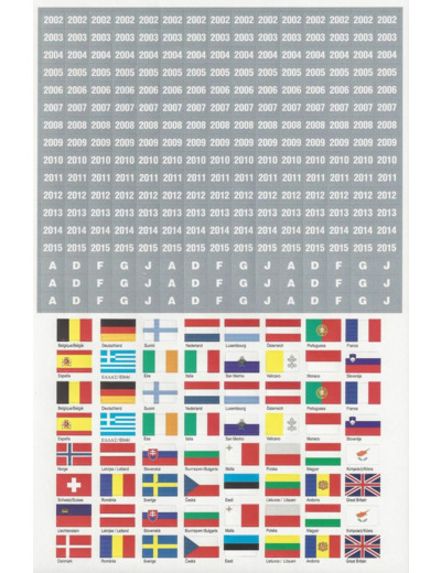 Planche drapeaux autocollants des pays Europe 2002 - 2029 (1860s)