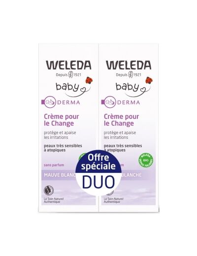 Duo crème pour le change Mauve blanche 2x50ml