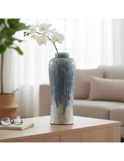 Vase en terre cuite émaillée 21x21x57cm