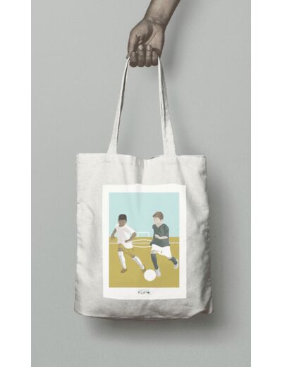 Tote bag ou sac football "Les deux footballeurs" - personnalisable