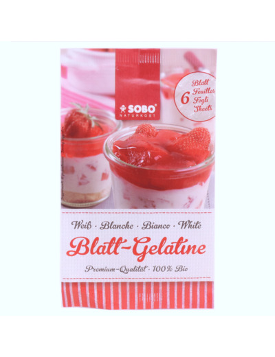 Gélatine Alimentaire Blanche Bio 6 feuilles