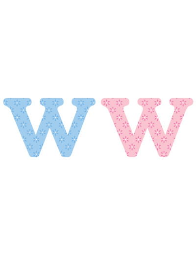 Lettre W x2pcs. Hauteur 5.5cm