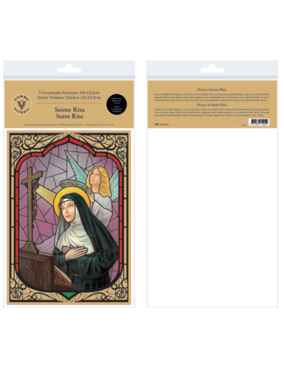 Vitrophanie Statique Prière 19 x 13,5cm - SAINTE RITA
