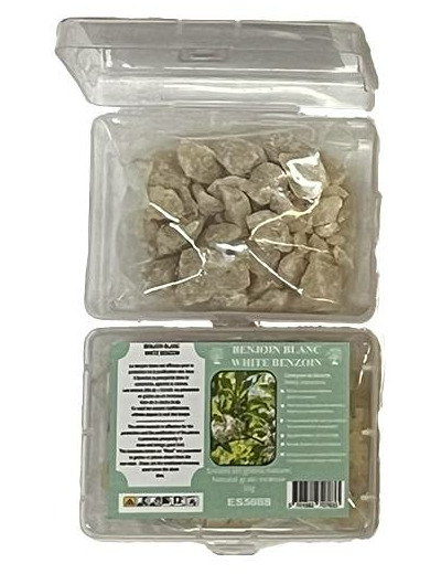 Encens en Grains Benjoin Blanc - Boite transparente de 50gr