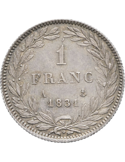 FRANCE 1 FRANC LOUIS PHILIPPE I tête nue 1831 A (Paris) SUP (G452)