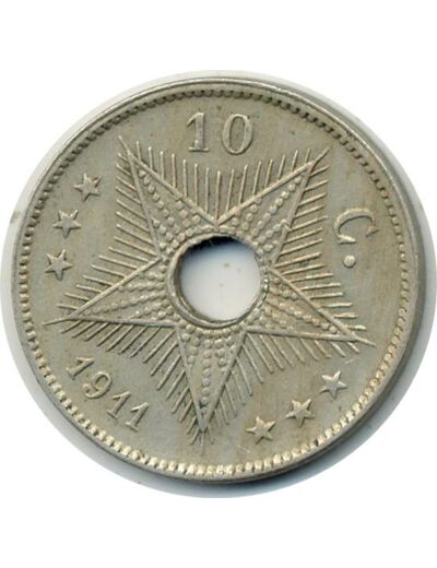 CONGO BELGE 10 CENTS 1911 TTB+ (W18)