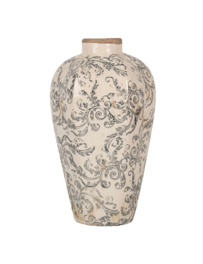 Vase céramique beige gris 17x17x30cm
