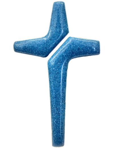 Croix en 2 parties Turq Plexi, or, et support 13,2X8,2cm - EMAUX DU L