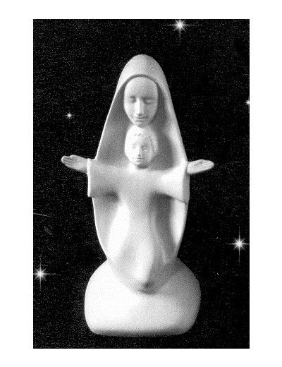 Vierge à l'enfant agenouillée porcelaine BRAS OUVERTS 19cm