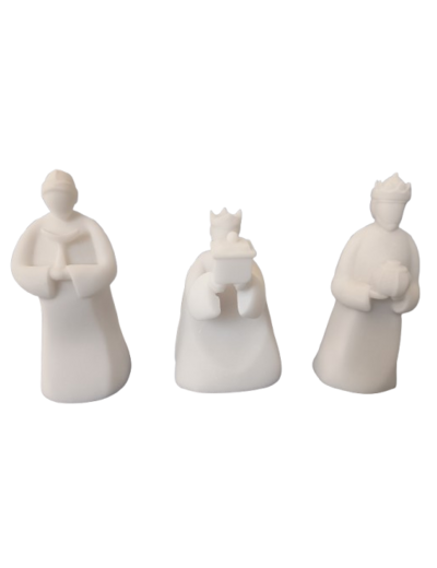 Rois Mages en Albâtre 9,5cm - 3 pièces, Melchior, Gaspar et Balthazar