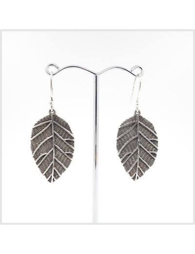 Boucles d'oreilles feuilles en argent massif