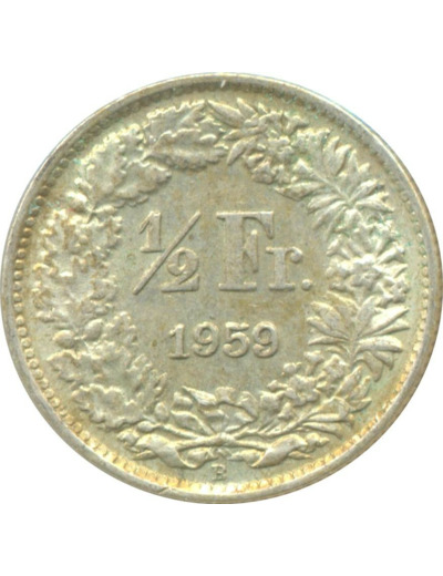 SUISSE 1/2 FRANC 1959 B TTB+ N3