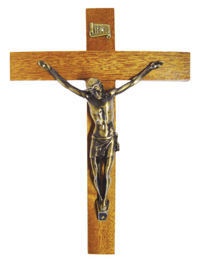 Crucifix en Bois 21,5cm avec Christ en Métal Argenté