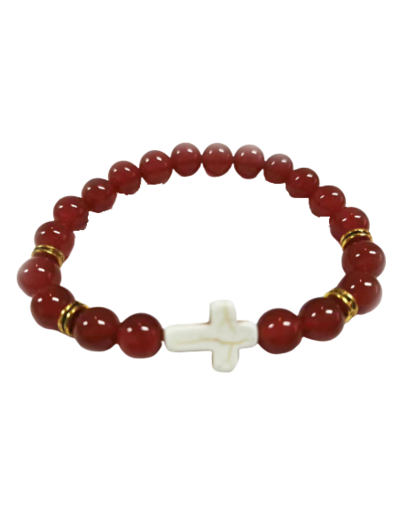 BRACELET élastique 8mm en pierre véritable- Cornaline