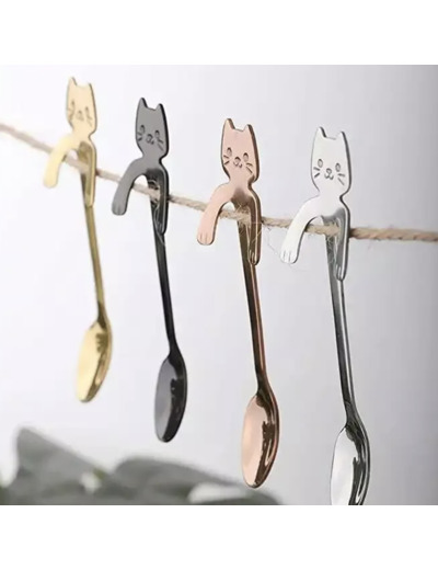 Cuillère argent chat