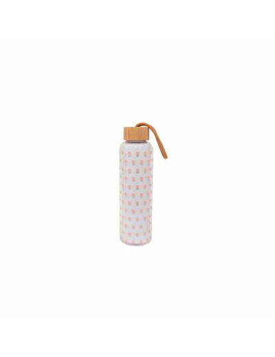 Flacon verre pois roses 550 ml sans BPA - Isabelle Rose