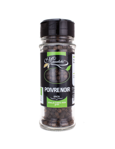 Poivre Noir en Grain Bio Pot en Verre Bio 45g