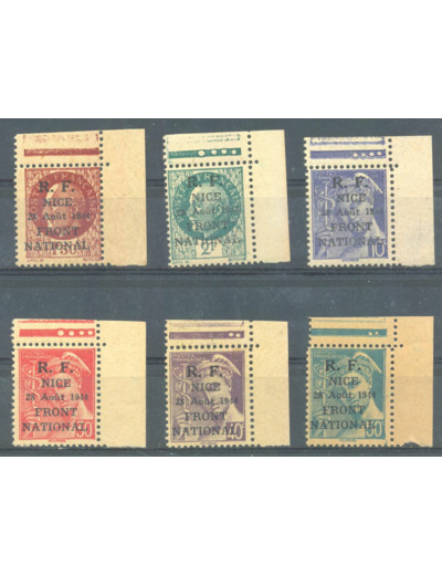 FRANCE LIBERATION DE NICE 28 AOUT 1914 LOT DE 6 TIMBRES Y. 1 à 6 NEUF Charnière