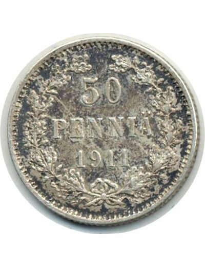 FINLANDE 50 PENNIA 1911 NICHOLAS II TTB+(W2.2)