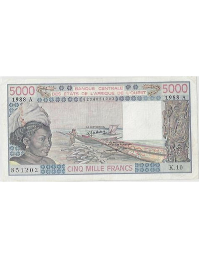 B.C.E.A.O (COTE D'IVOIRE ) 5000 FRANCS 1988 TTB+