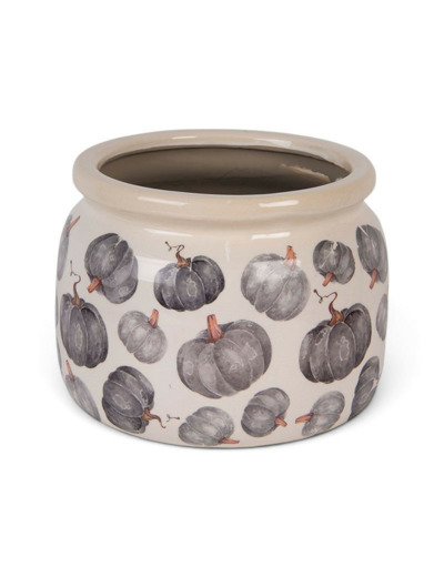 Pot de Fleurs céramique Citrouille gris 20x15cm