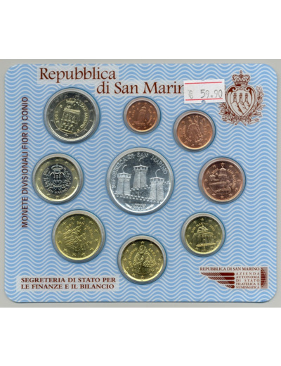 SAINT MARIN 2005 SERIE 8 MONNAIES + 5 EURO ARGENT B.U