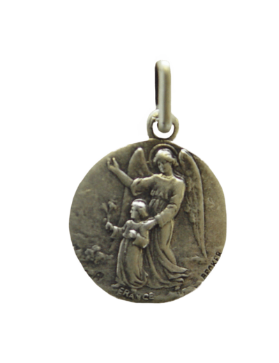 Médaille 15mm en Métal Argenté - ANGE GARDIEN