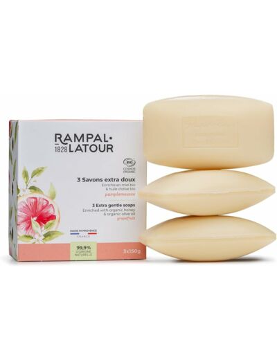 Savon miel pamplemousse orange 3x150g Rampal-Latour