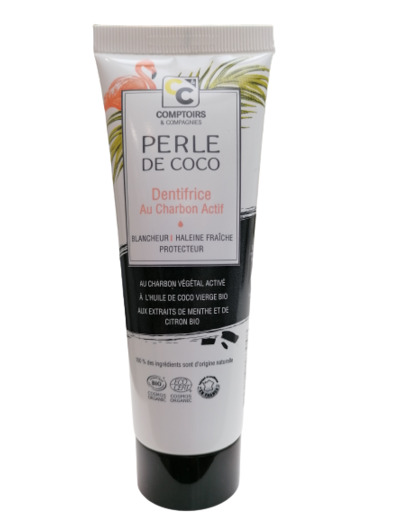 Dentifrice au charbon actif bio perle de coco-75ml-Comptoirs et compagnies